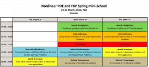 YSU-FBP School 2016, Schedule