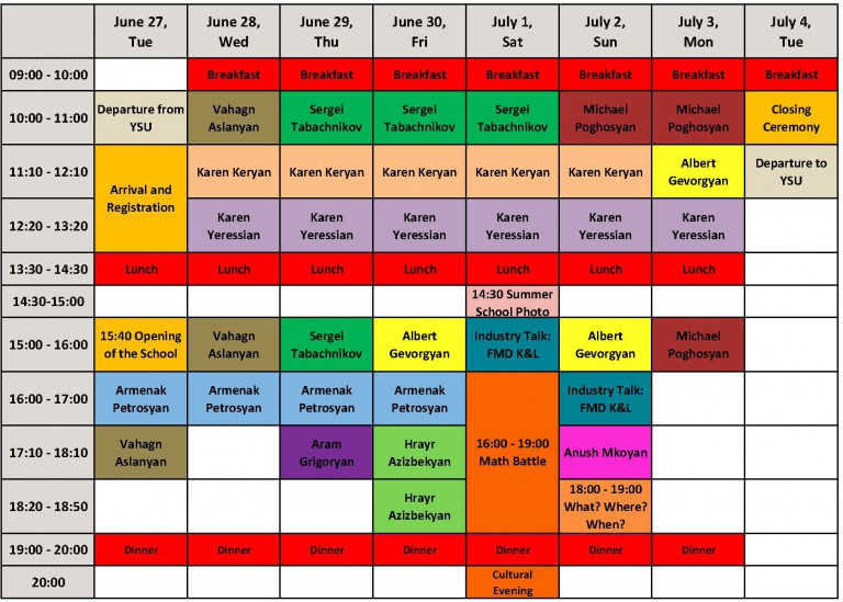 Schedule | Fourth Summer School "Mathematics and Applications"